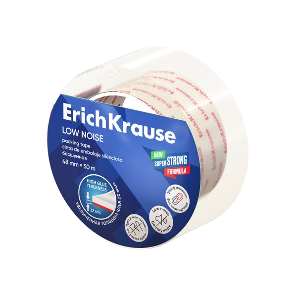 Fita Adesiva de Baixo Ruído ErichKrause 48mm x 50m — Transparente