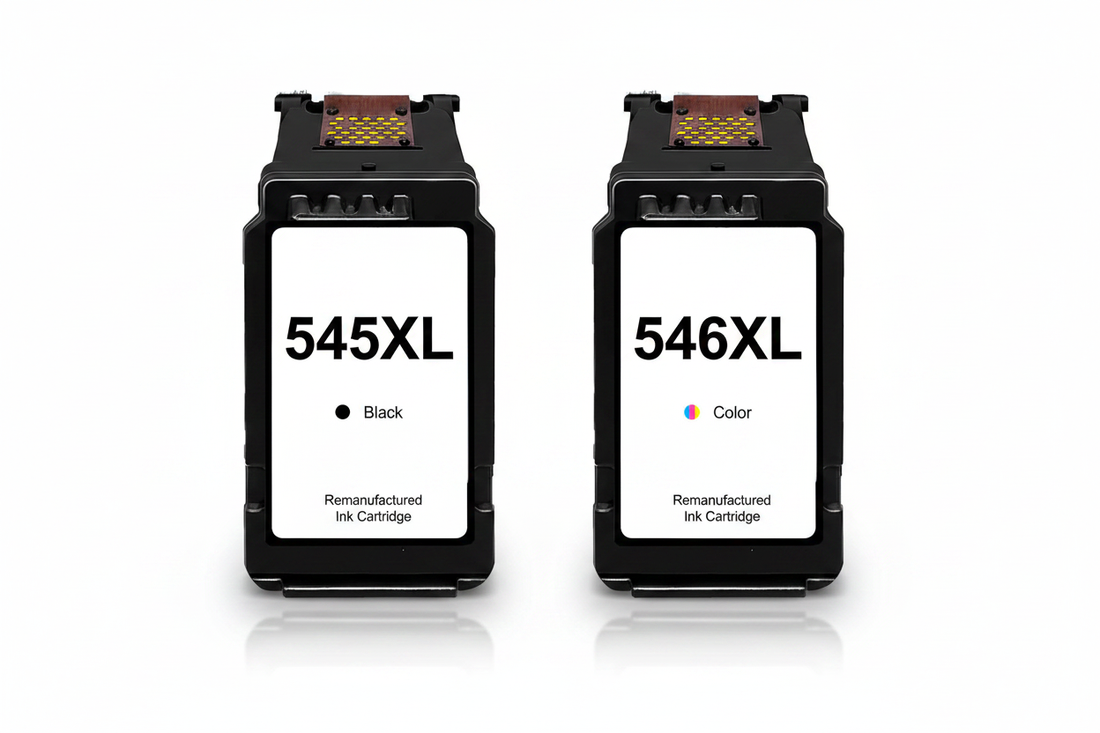 Tinteiros compatíveis Canon PG-545XL preto e CL-546XL tricolor lado a lado