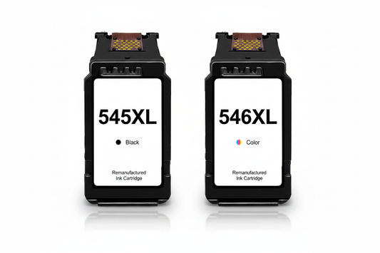 Tinteiros compatíveis Canon PG-545XL preto e CL-546XL tricolor lado a lado