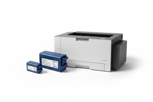 Kit de manutenção compatível Canon imagePROGRAF ao lado de uma impressora de grande formato