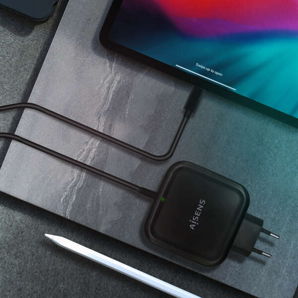 Carregador Portátil Laptop Aisens 65W USB-C PD3.0 QC3.0 com Cabo 1.2m - Preto