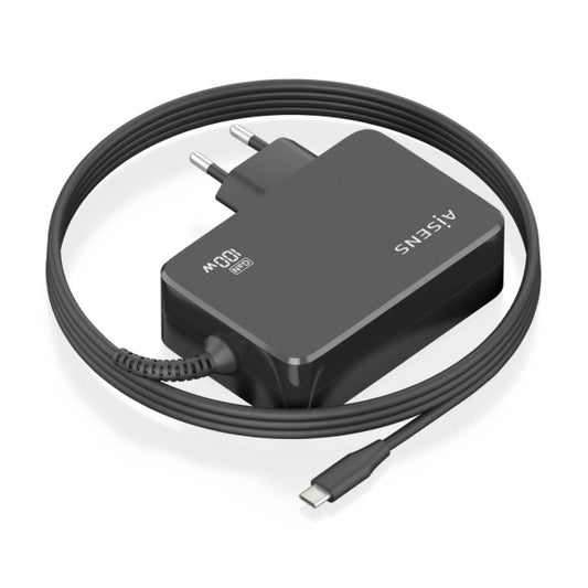 Carregador Portátil Laptop GaN Aisens 100W USB-C PD3.0 com Cabo 1.8m - Preto