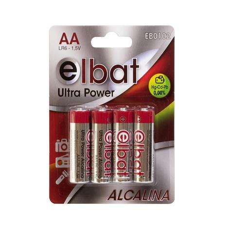 Pack 4 Pilhas Alcalinas LR6/AA 1.5V Elbat – Sem Mercúrio, Cádmio ou Chumbo