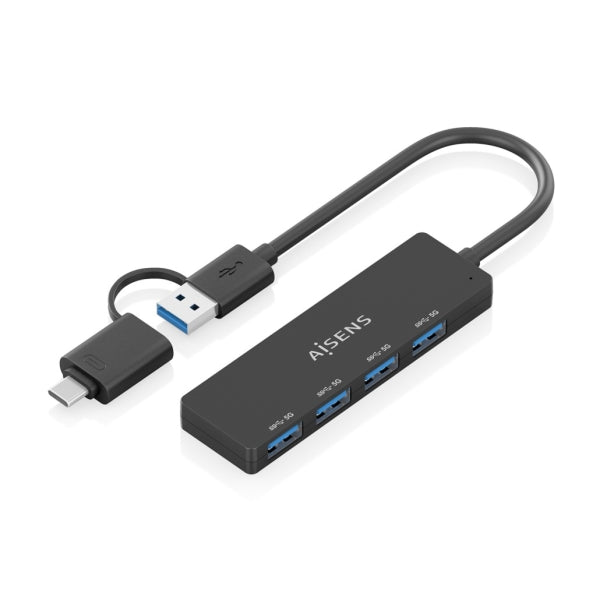Aisens Hub USB 3.1 Gen1 4 Portas USB-A | USB-C + USB-A | 15cm | Preto