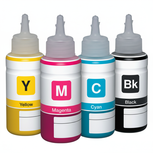 Pack 4 Garrafas de Tinta Compatível Canon GI56 Preto Ciano Magenta Amarelo