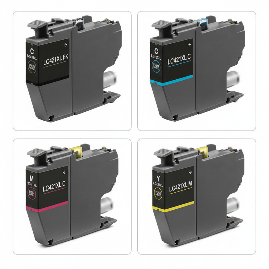 Pack 4 Tinteiros Compatíveis Brother LC421XL – Preto + Ciano + Magenta + Amarelo | DCP-J1050DW MFC-J1010DW