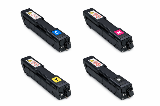 Pack 4 Toners Compatíveis Ricoh MC250 / PC300 / PC301 / PC302 — Preto + Ciano + Magenta + Amarelo